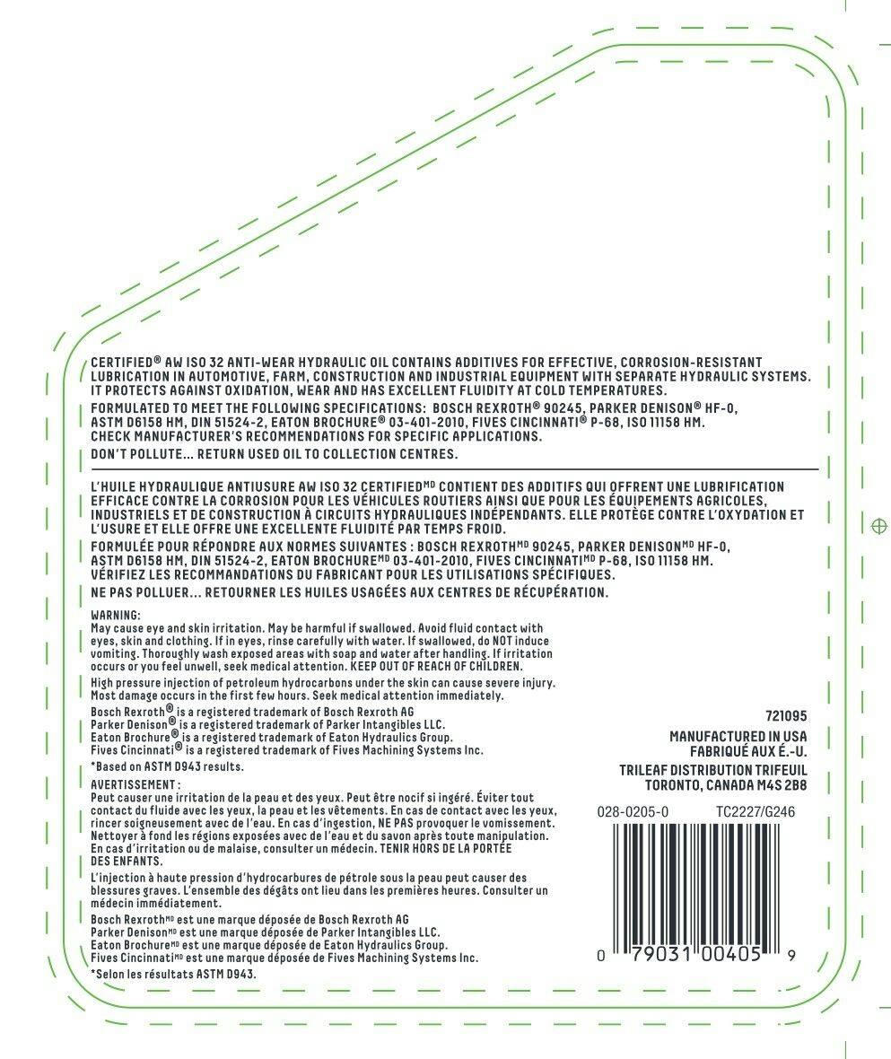 Certified AW32 Anti-Wear Hydraulic Oil, 5-L