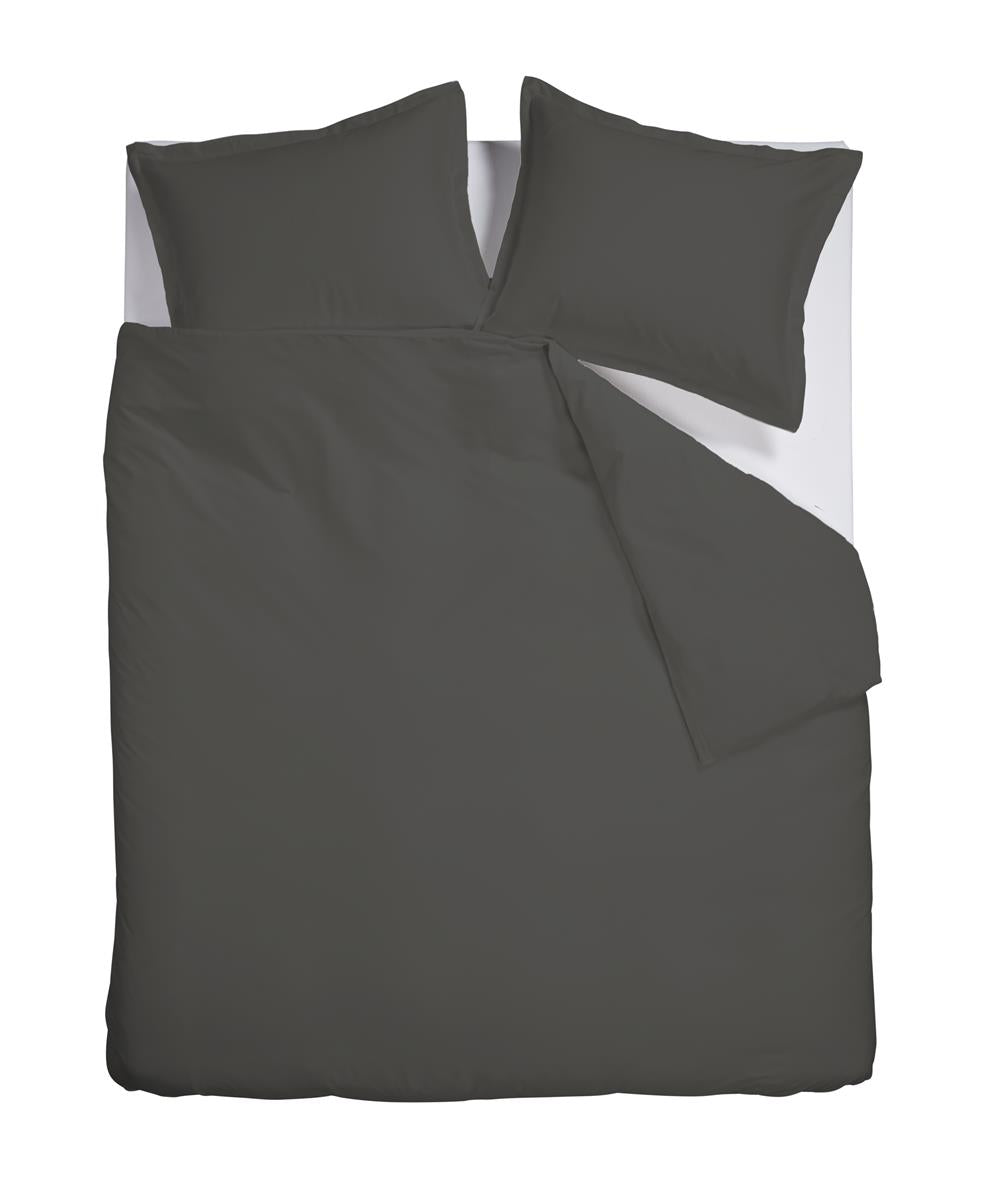 Ambiante Satin Uni dekbedovertrek - Tweepersoons - 200x200/220 cm - Donker Grijs
