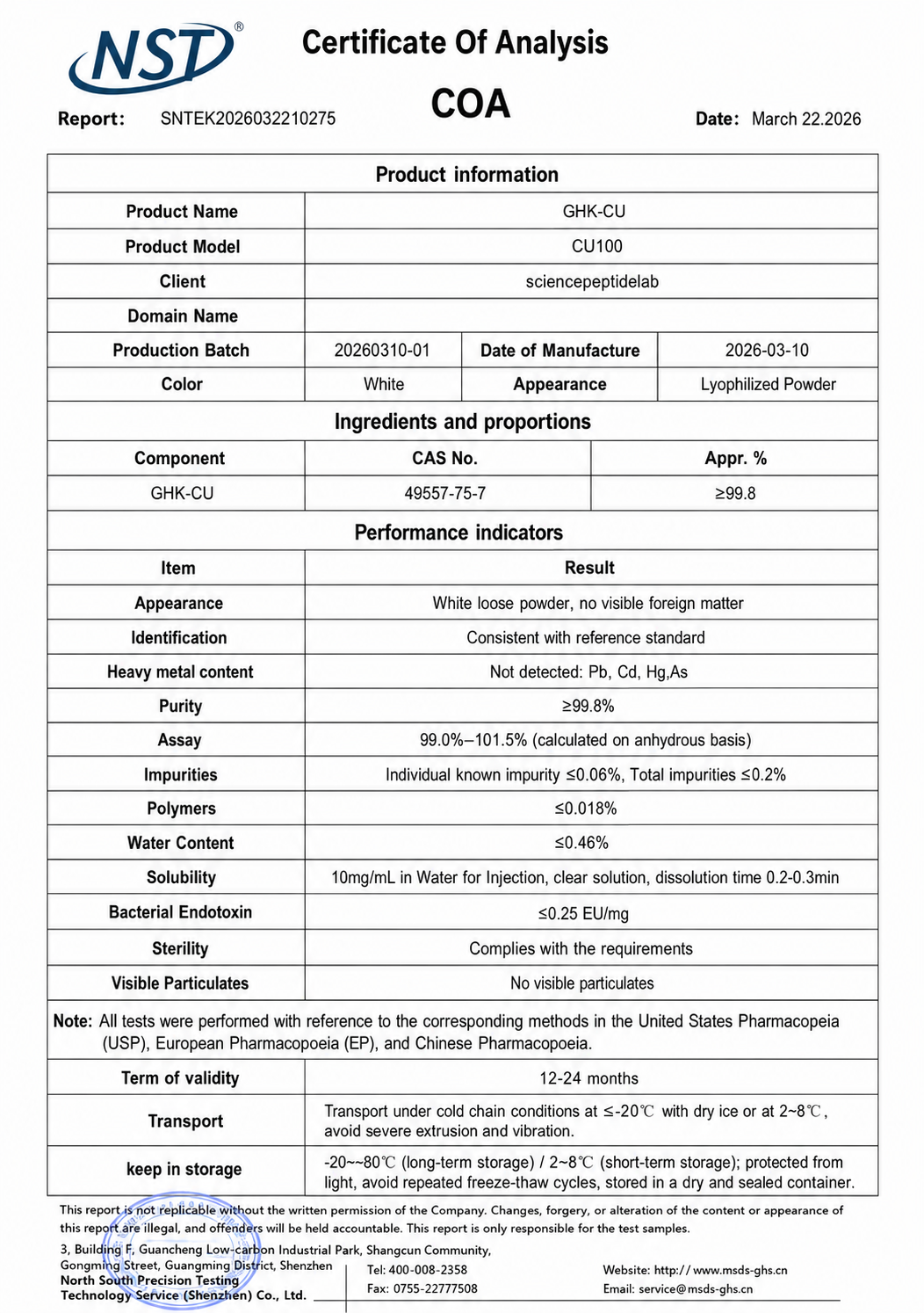 CU100 | GHK-Cu Copper Peptide 100mg × 10 Vials