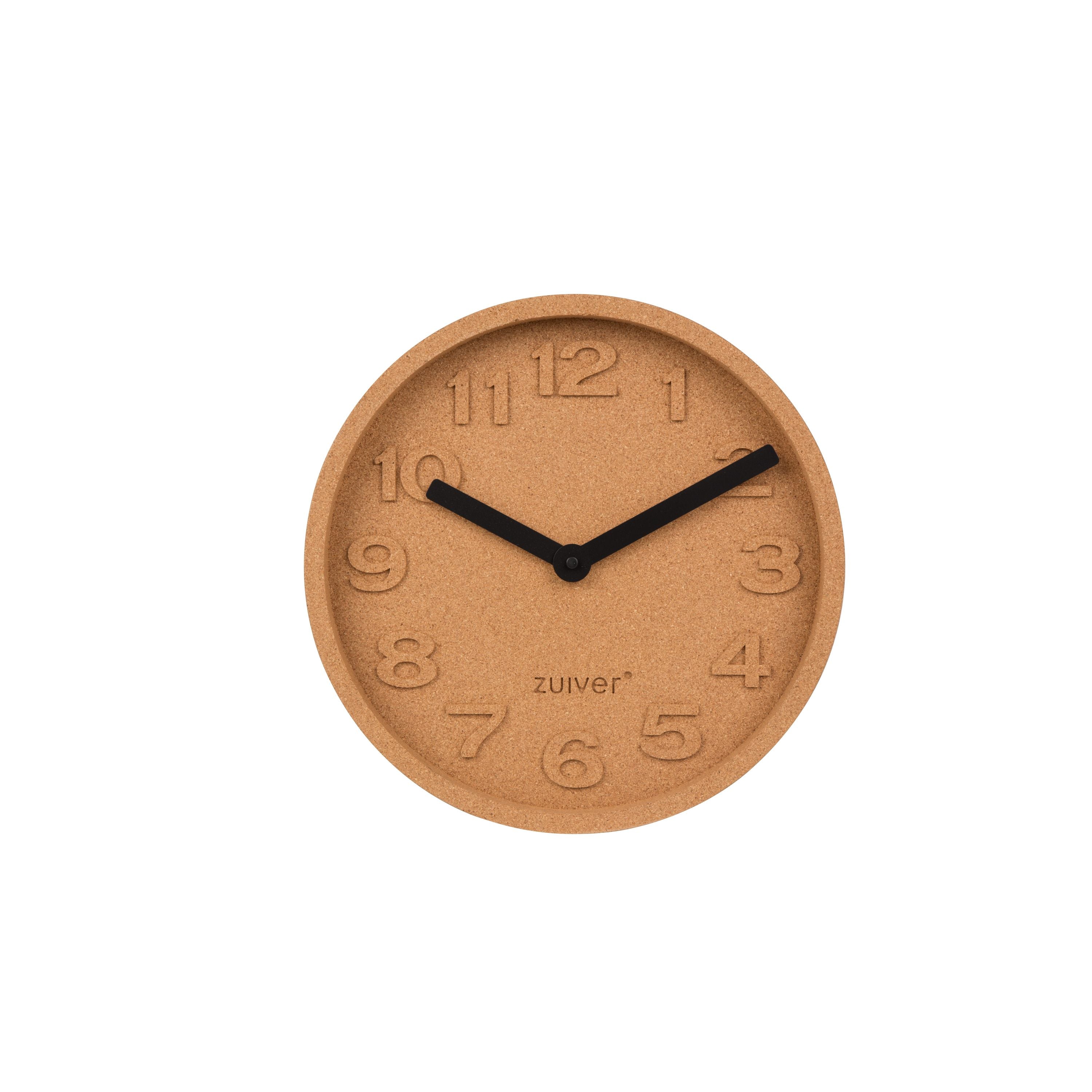 Zuiver Cork Time Klok/ Wandklok Rond Kurk Bruin