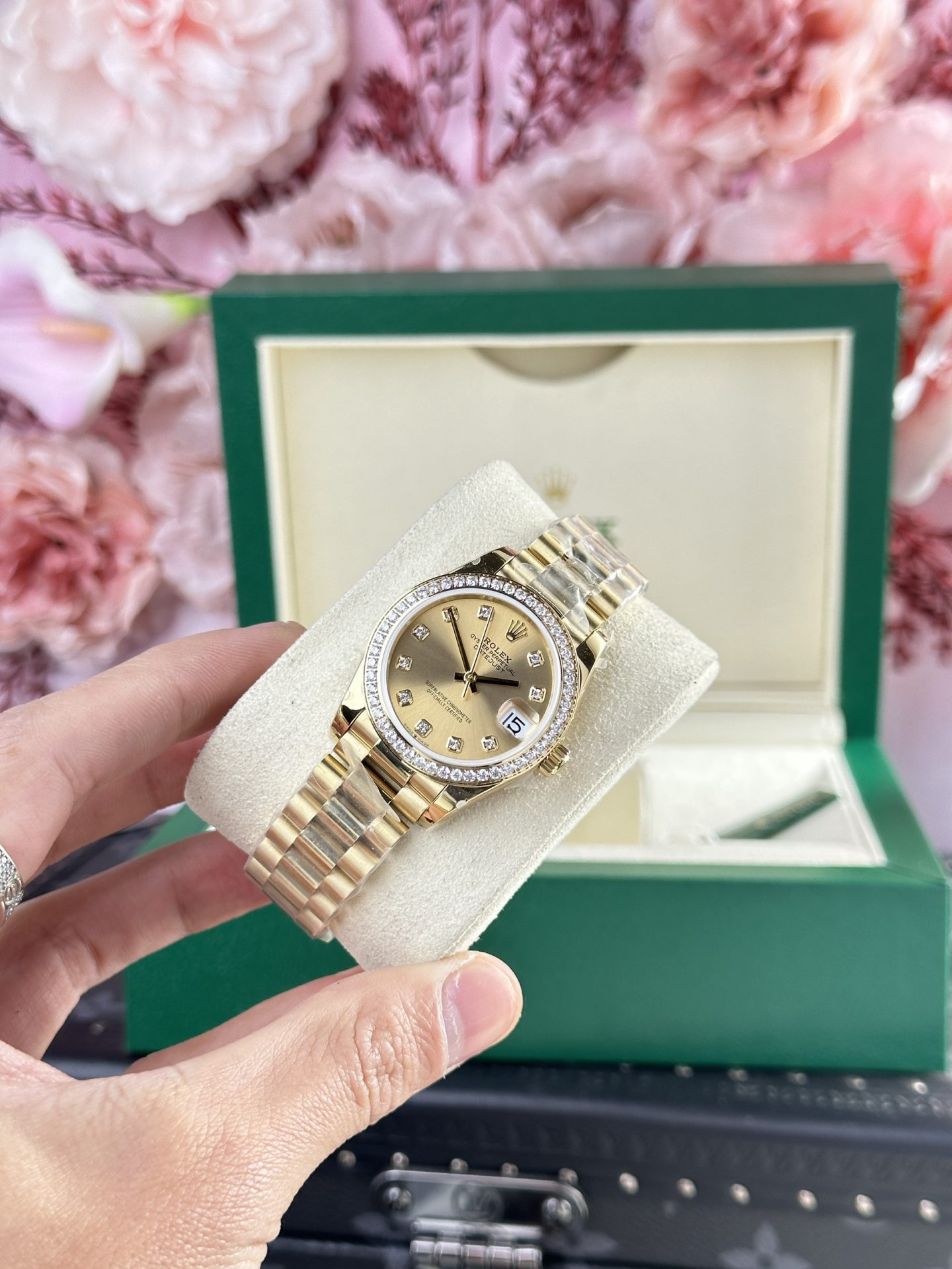 Rolex Datejust 278288 YG Plated Champagne Dial CZ Diamonds 31mm AAA Replica