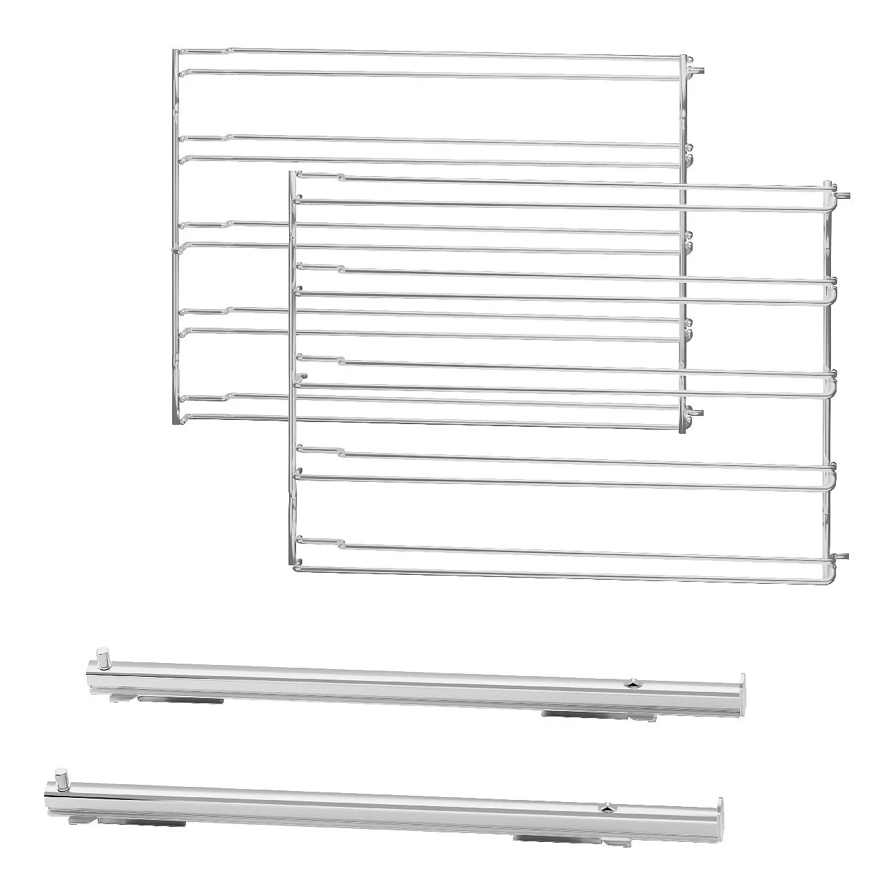Partially extractable telescopic guides with side racks for SO Models