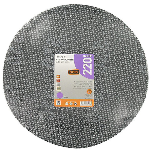 Disque maille - SCID - diamètre 225 mm - auto-agrippant - Grain 220 - Vendu par 3