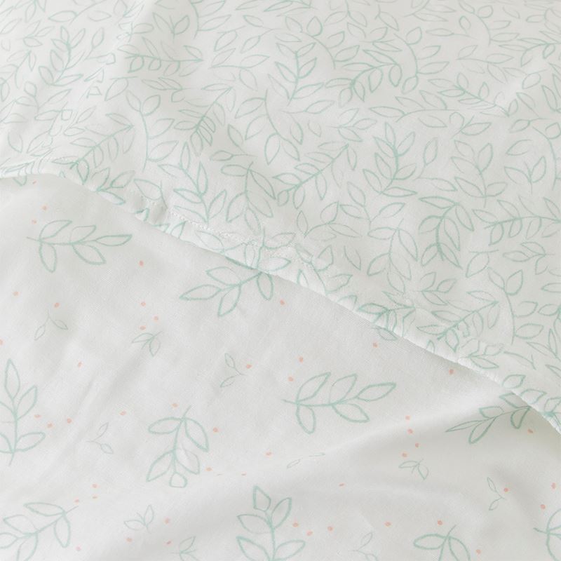 Fluttering Leaf Sage Natural Cotton Muslin Baby Swaddles 2pk