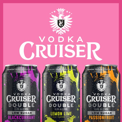 Vodka Cruiser Double Guava, Refreshing Flavoured Pre-Mixed Vodka Drink, 6.8% ABV, 375mL (Case of 24 Cans)