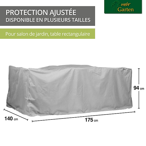 Mehr Garten - Housse de salon rectangulaire Premium PROTECT, 175(L) x 140(P) x 94(H) cm I housse de protection pour salon de jardi