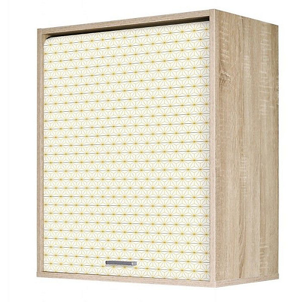 Meuble Cuisine Chêne Façade Décor 2 Etagères Largeur 60 Haut 72 Prof 35 cm - Ciel étoilé jaune 520 - L 60 x l 35 x H 72 cm