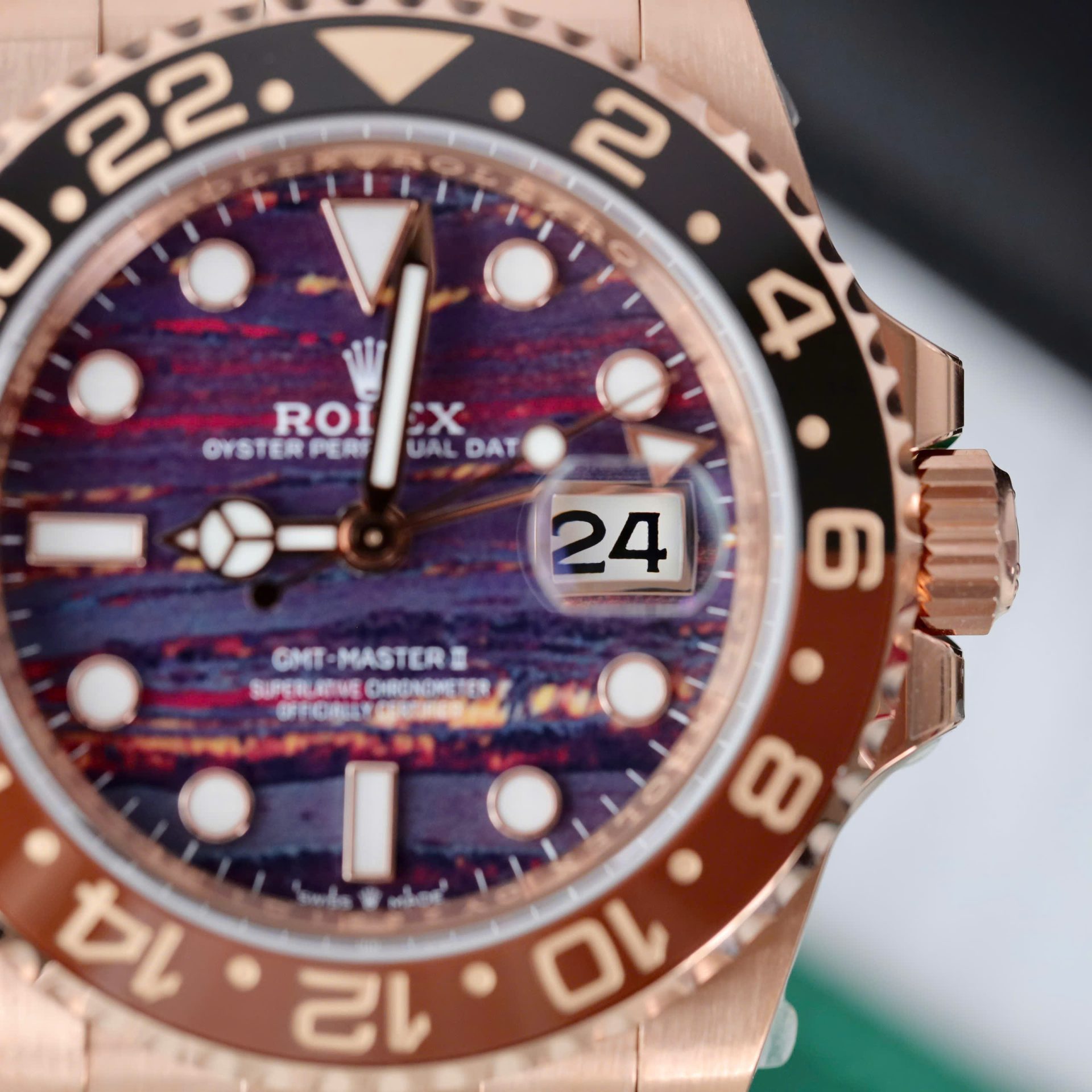 Rolex GMT-Master II 126715CHNR RG Plated Tiger Iron Dial 40mm Oyster Super Clone