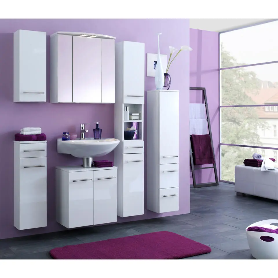 Badkamerkastje Small 25cm 1 lade & 1 deur - hoogglans wit