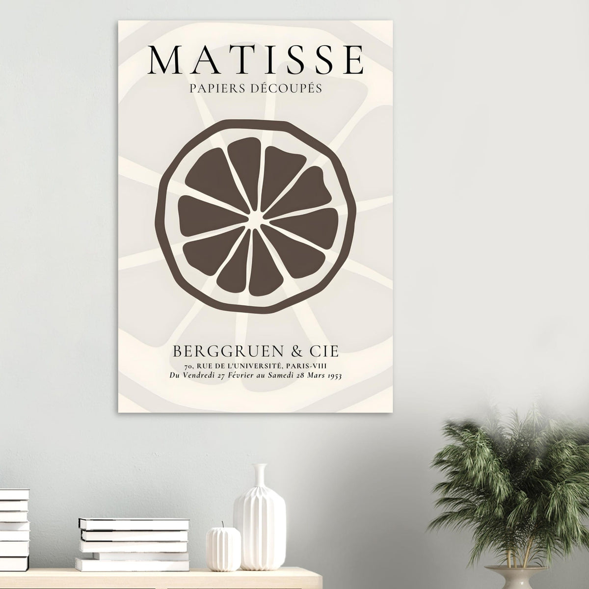 Artfulprints Poster Matisse – Slice of an orange  - 70x100 cm - Grijs