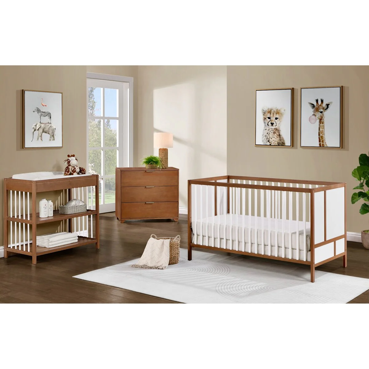 Pixie Finn 3-in-1 Crib in Walnut/White