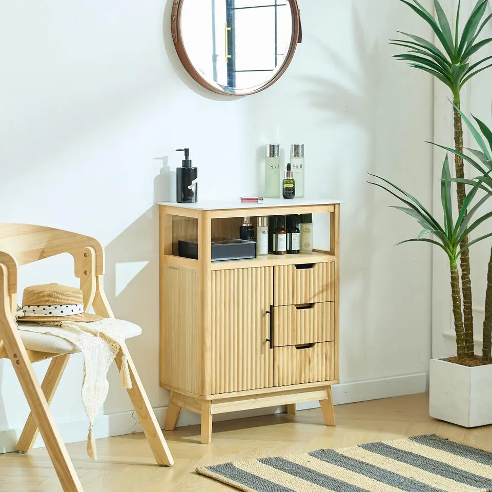 Badkamermeubel met 3 houten schoenladen