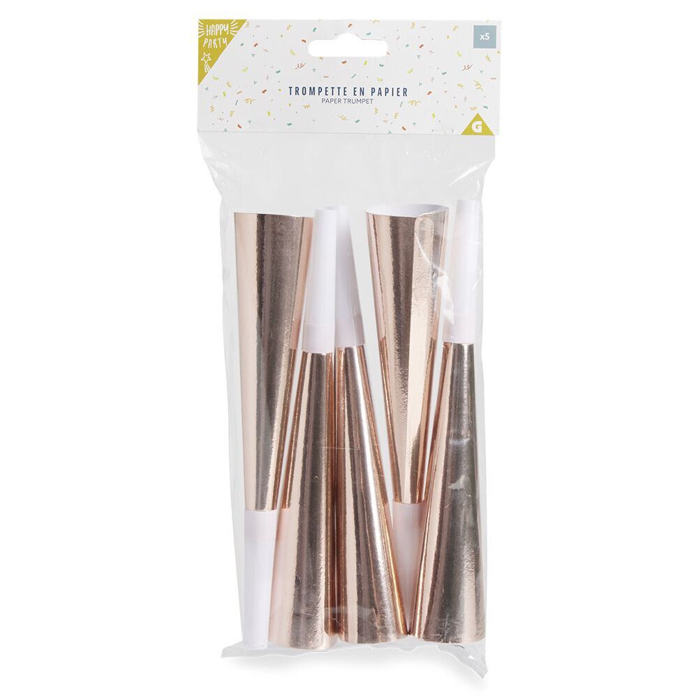 Trompette en papier rose gold x5