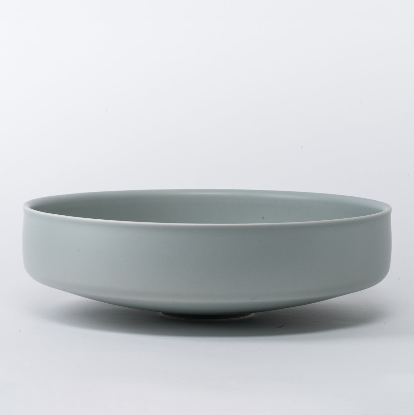 Large Misty Grey Wide Matte Serving Bowl