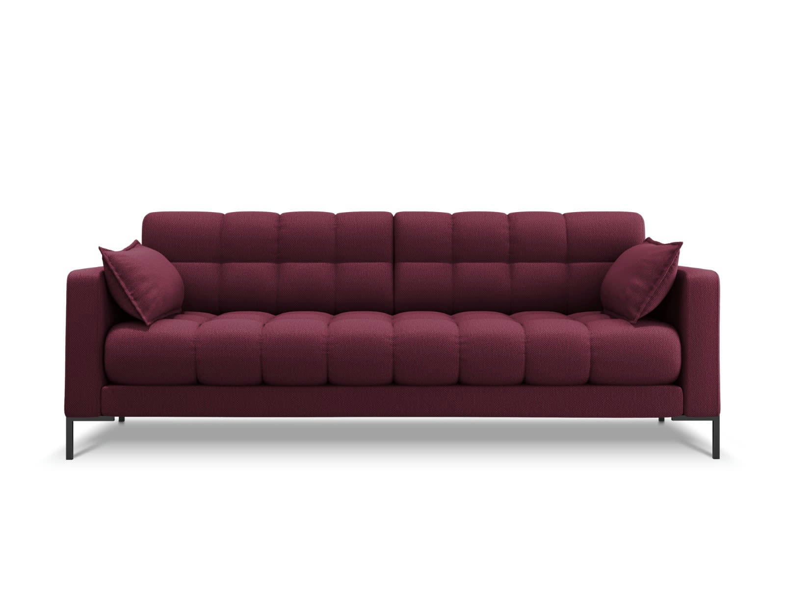 MAMAIA - Canapé 4 places en tissu structurel rouge foncé