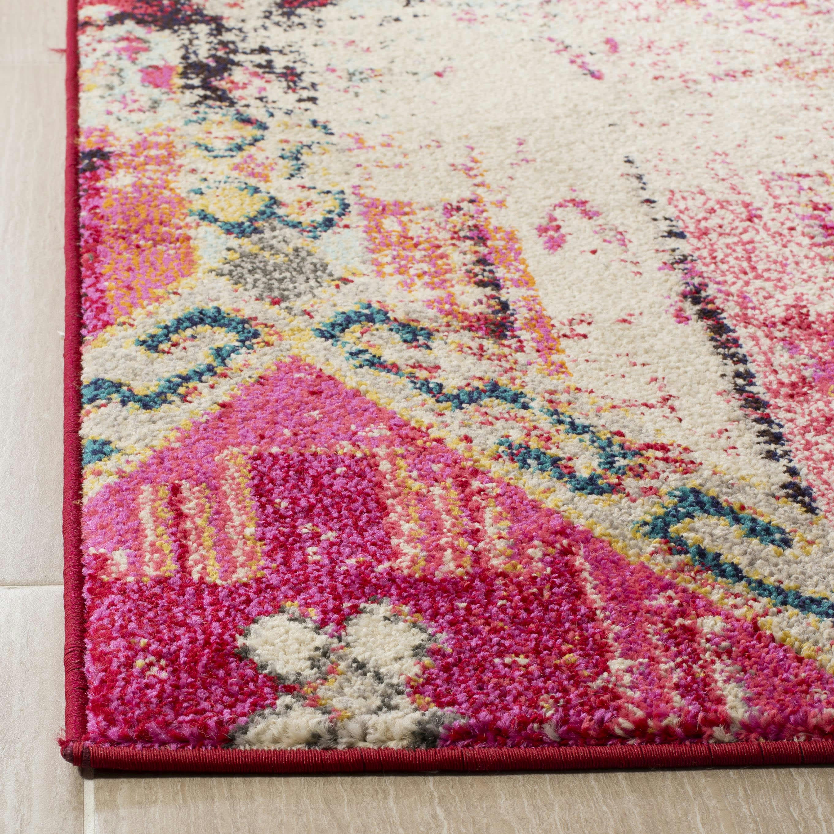 MONACO - Tapis de salon interieur en magenta & multi, 122 x 170 cm