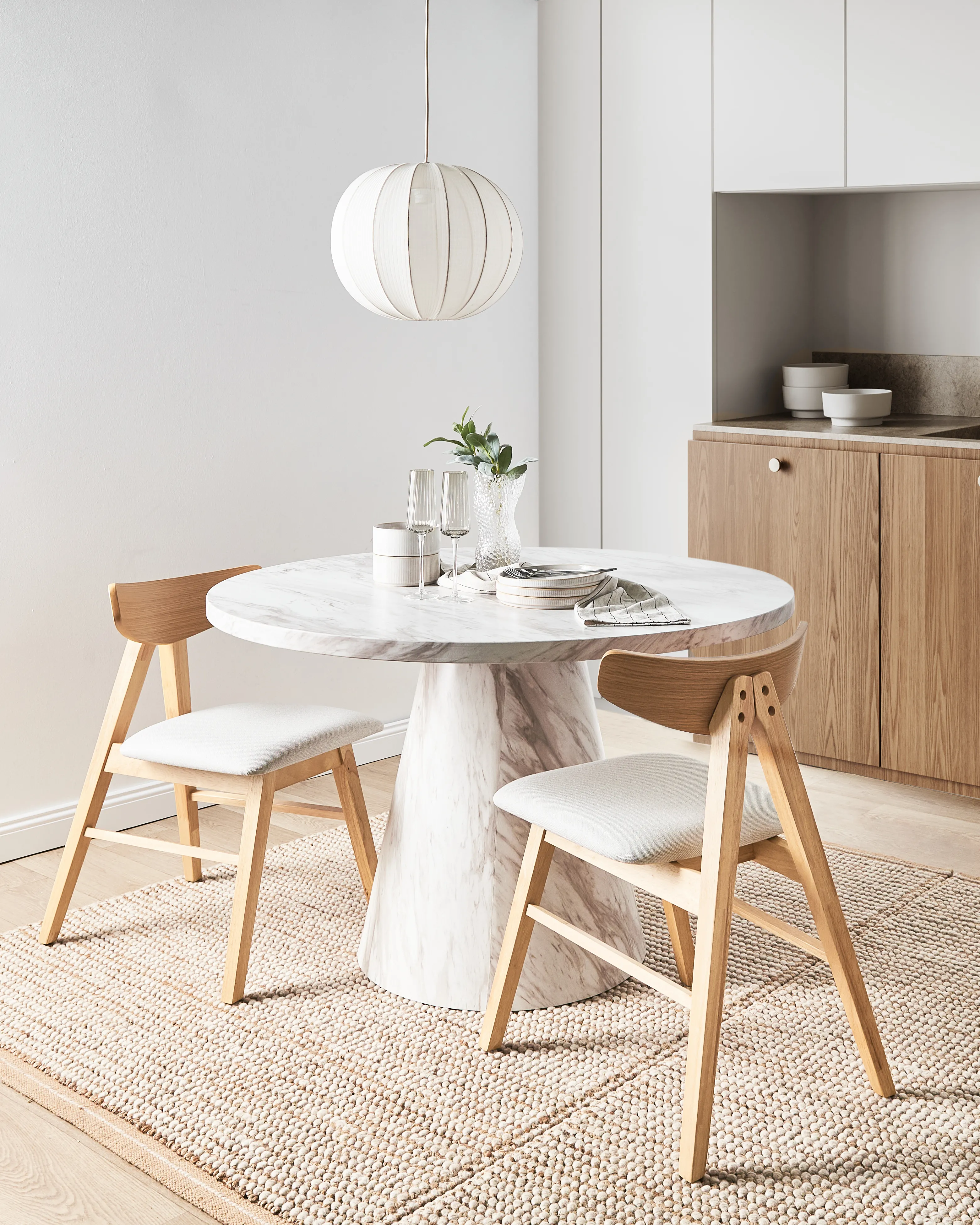 Set of 2 Dining Chairs LACOTA Wood Light Brown/ Grey