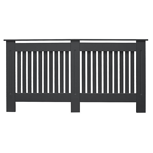Cache-radiateur ECD Germany 152x19x82 cm anthracite à lattes verticales avec étagère en bois MDF