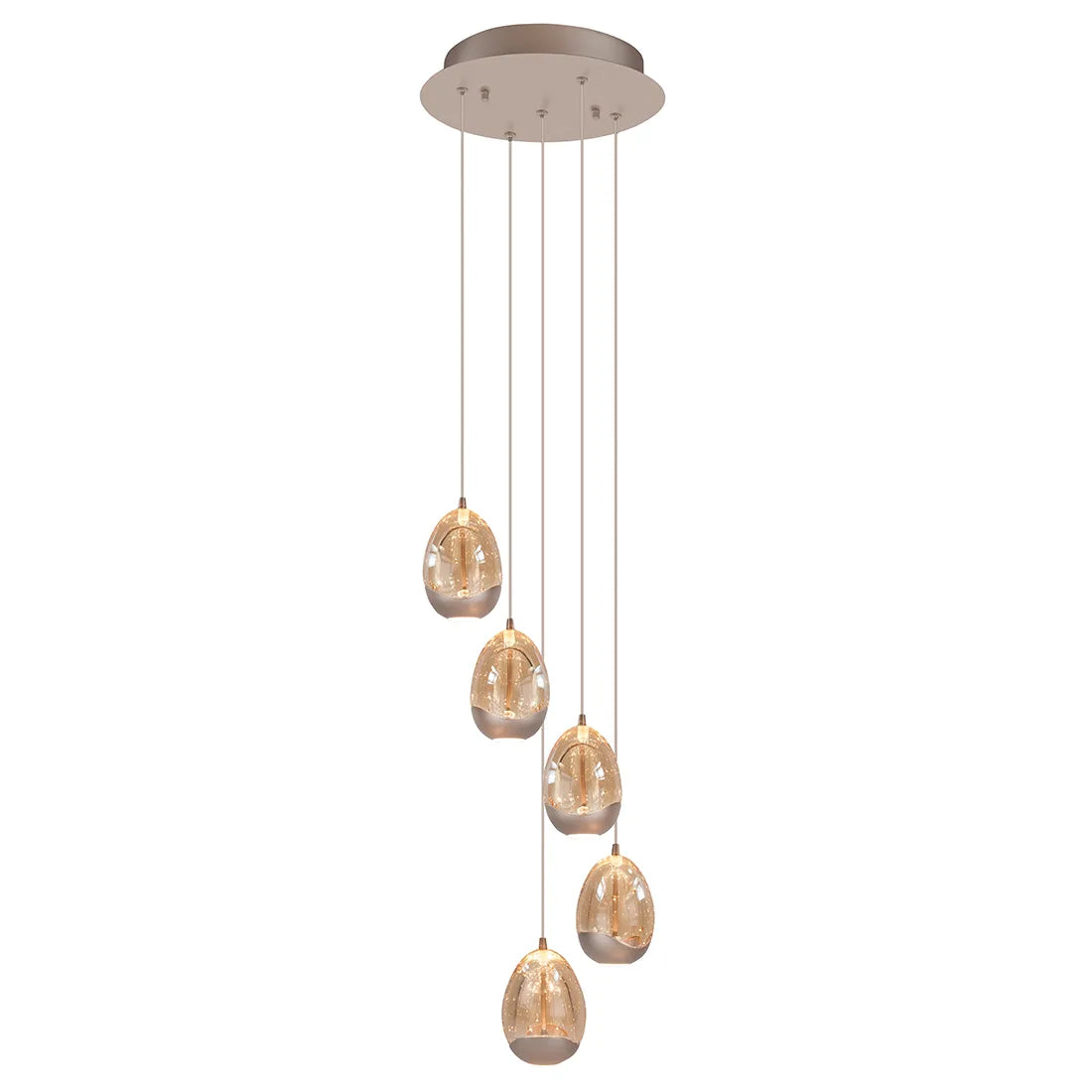 Highlight hanglamp Egg - 5 lichts - 30 x 155  cm - champagne