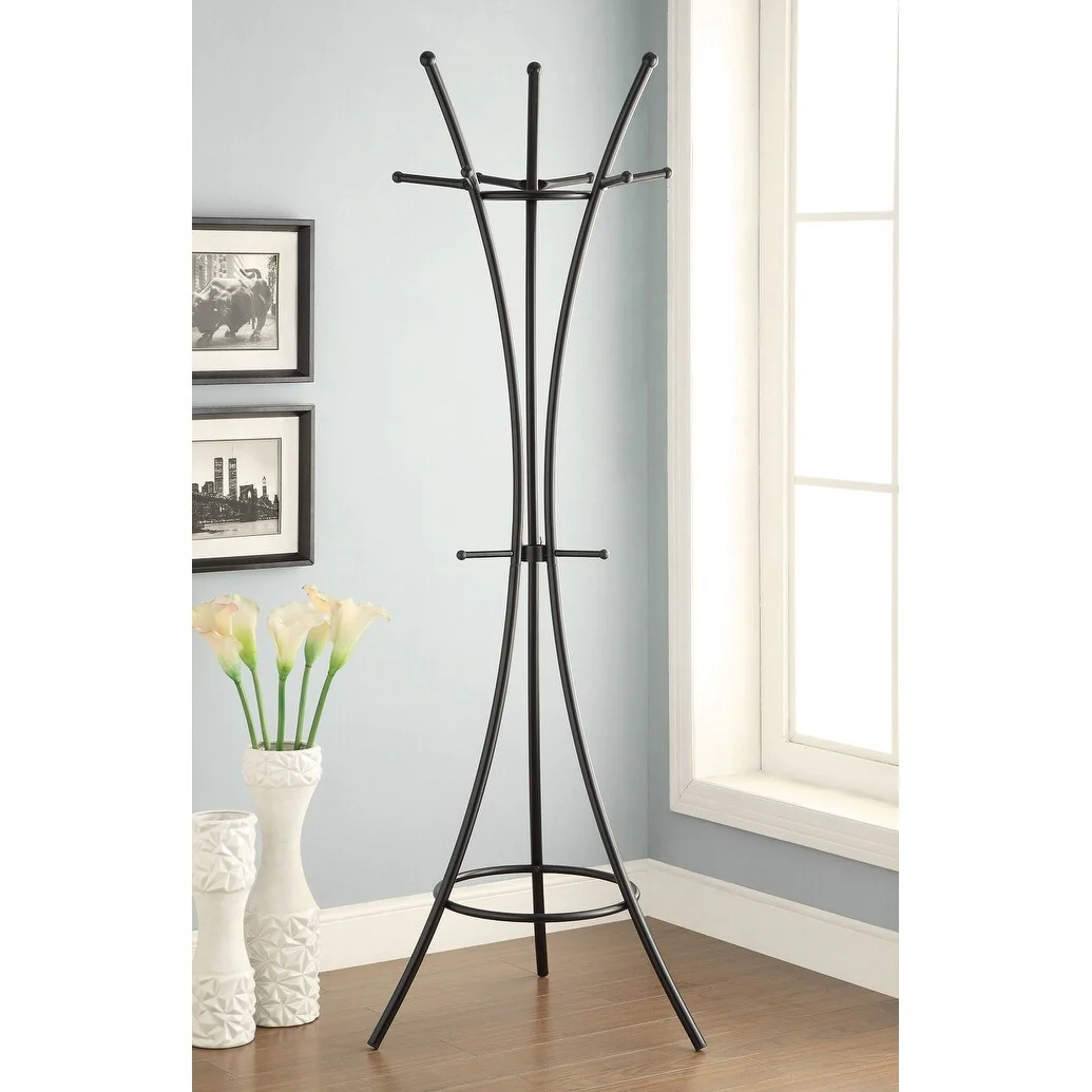 Metal 12-Hook Coat Rack in Black
