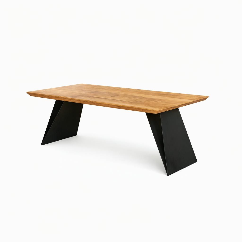 Table à manger bois et métal à pieds obliques 240 cm ALMA