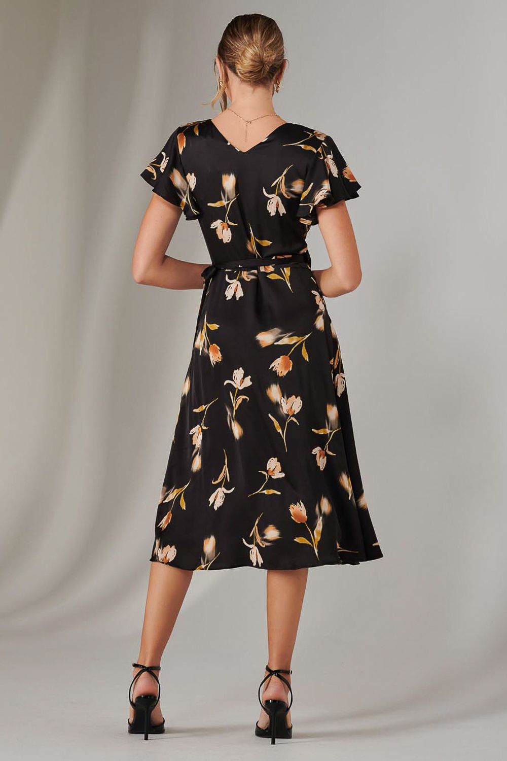 Jolie Moi Wrap Front Midi Dress