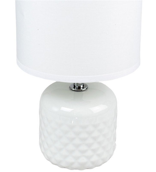 Lampe a poser pied en ceramique abat jour coton blanc deco ananas