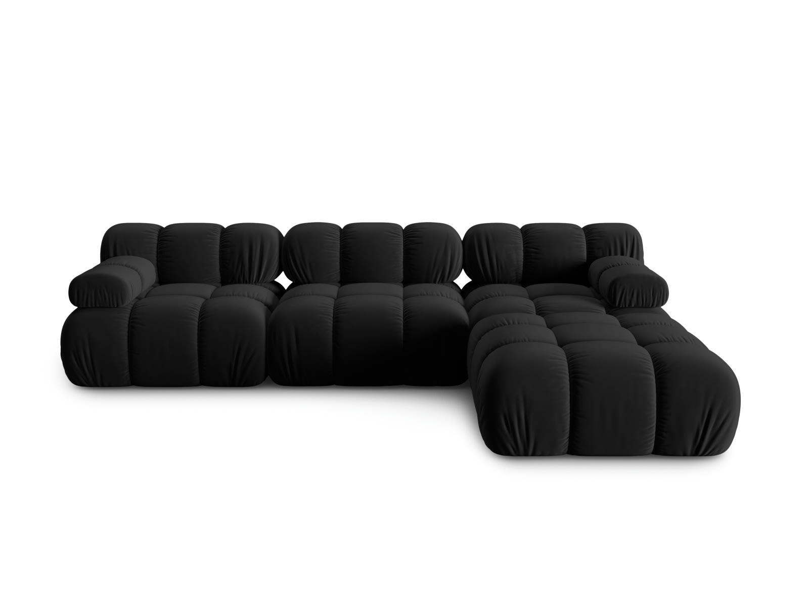 BELLIS - Canapé modulable 4 places en tissu velours noir