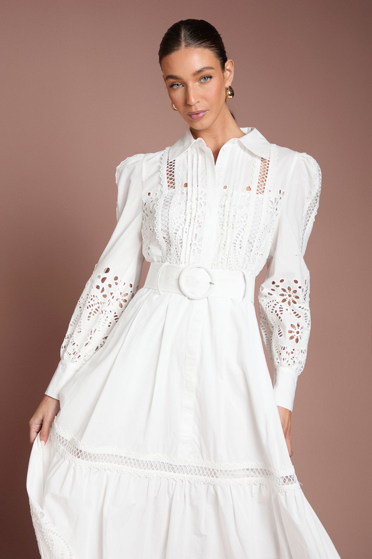 Coast Lace Tiered Detail Shirt Dress