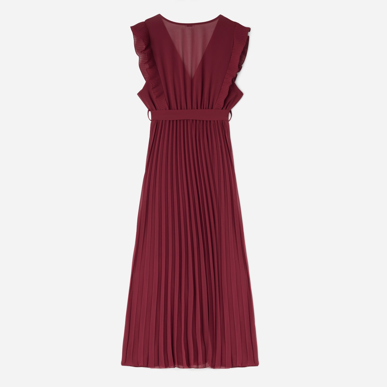 Robe longue TEXTO rouge foncé plissée