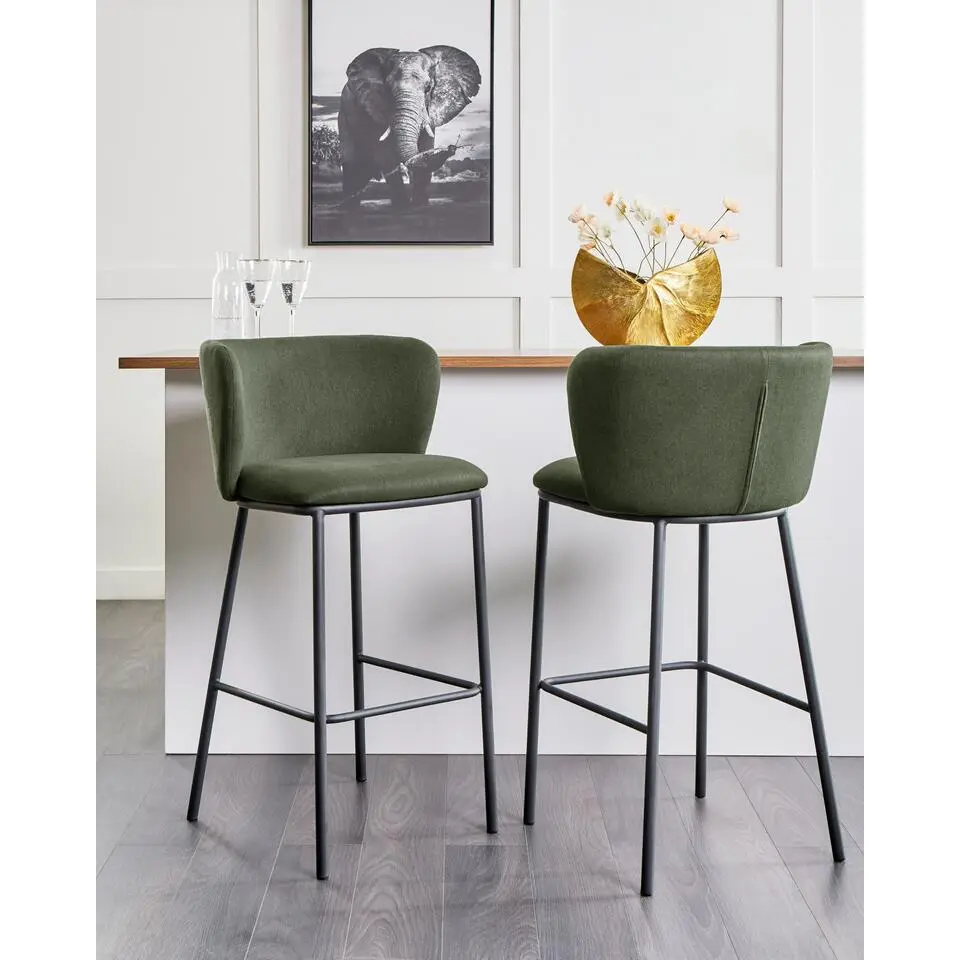 MINA - Barkruk set van 2 - Donkergroen - Polyester