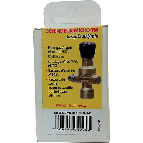 Micro détendeur gaz de soudage pour bouteille de gaz non rechargeable Castolin