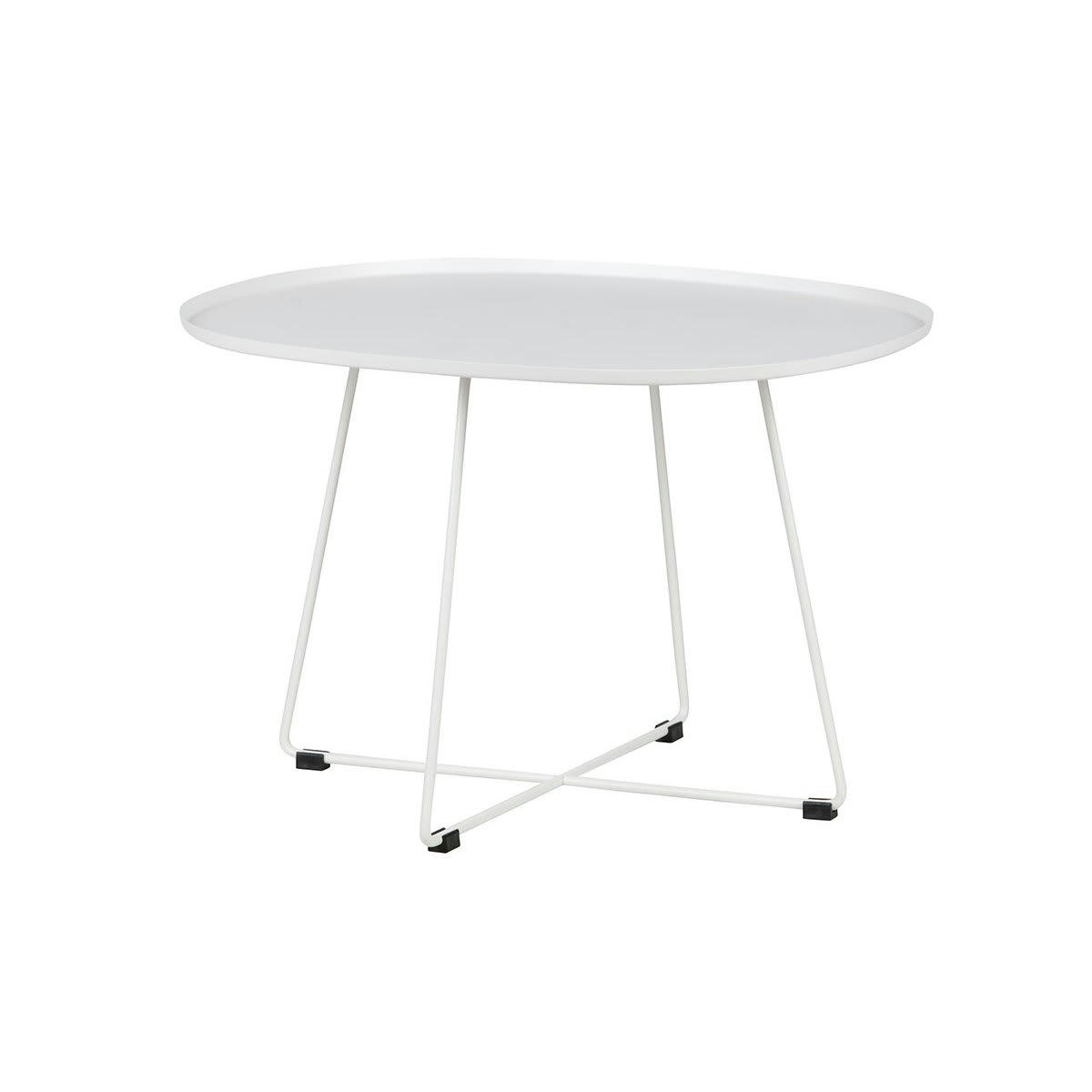 SIHO - Table basse design minimaliste ovale métal blanc