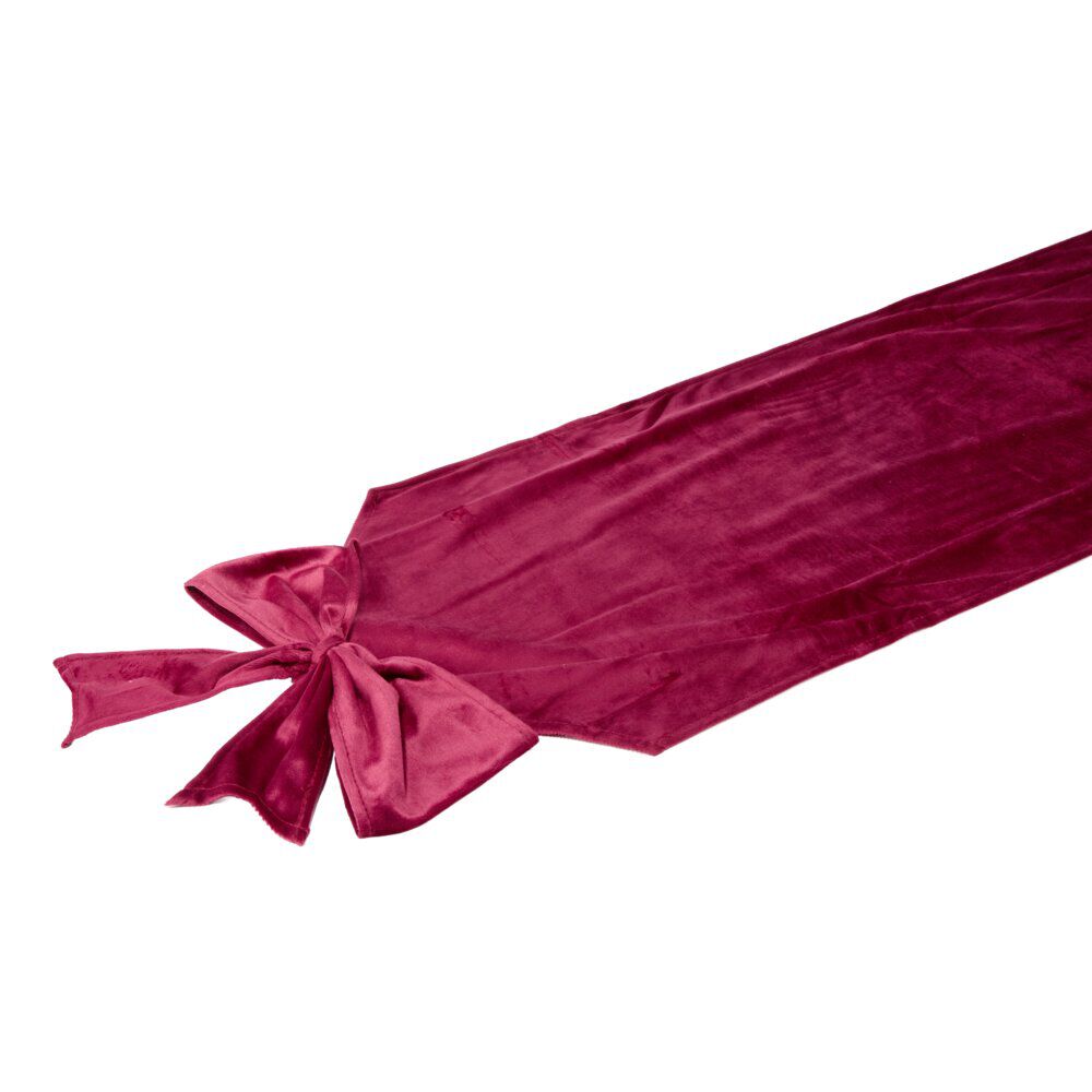 Chemin de table noeud rouge imitation velours L240X32 cm rouge