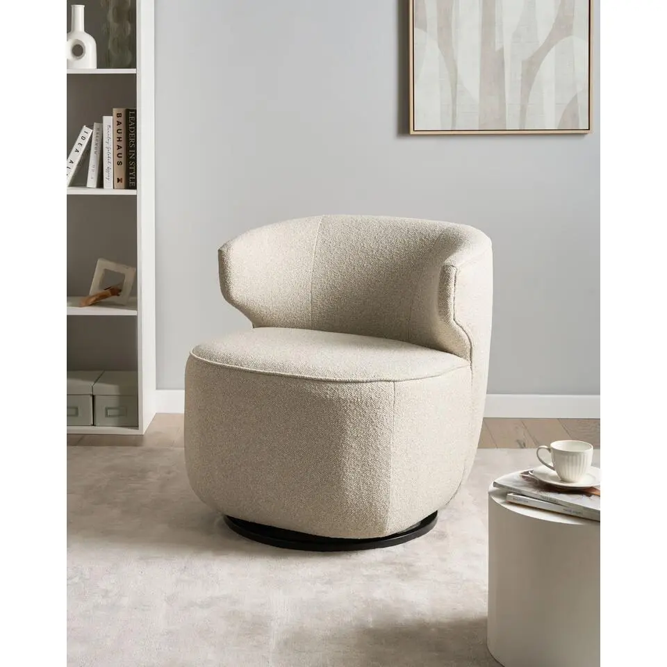 MOLLEBY - Fauteuil - Lichtbeige - Boucl&eacute;