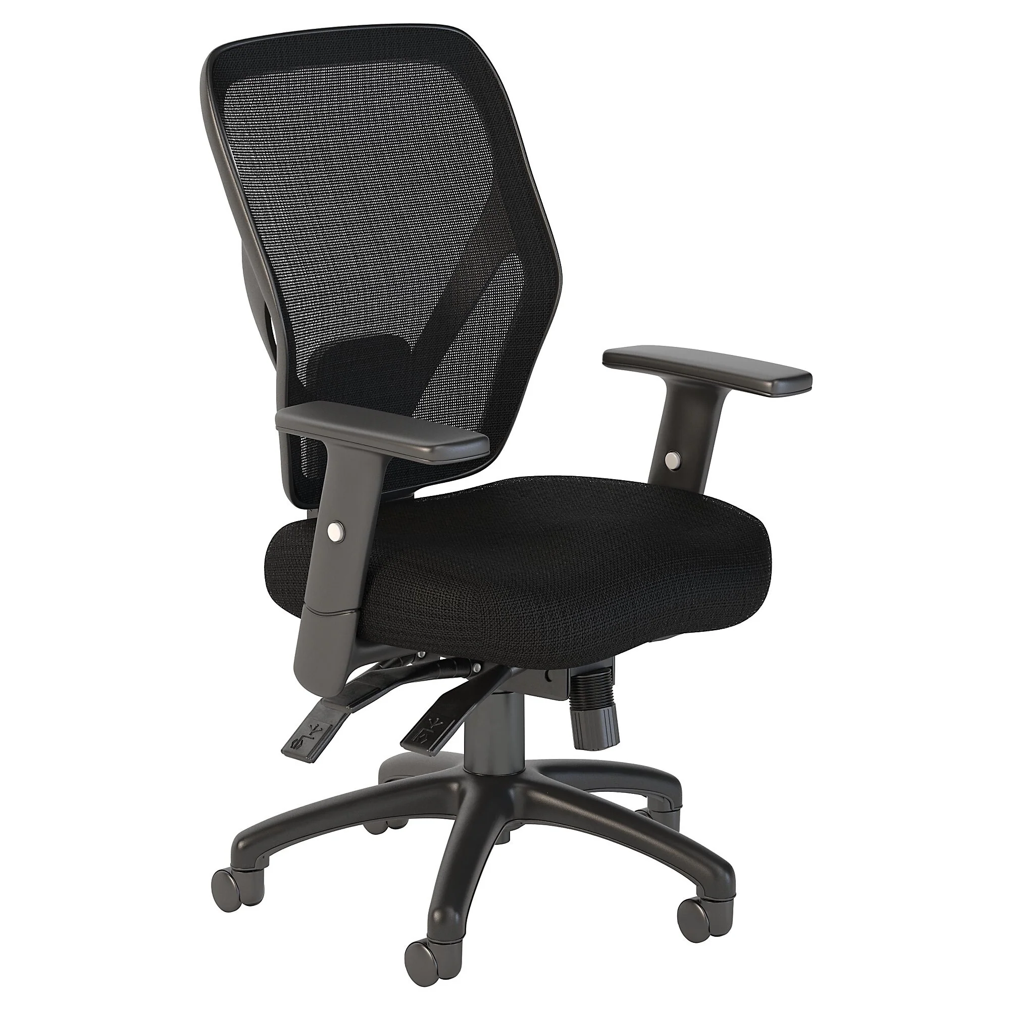 Corporate Mid Back Multifunction Mesh Office Chair in Black Nylon