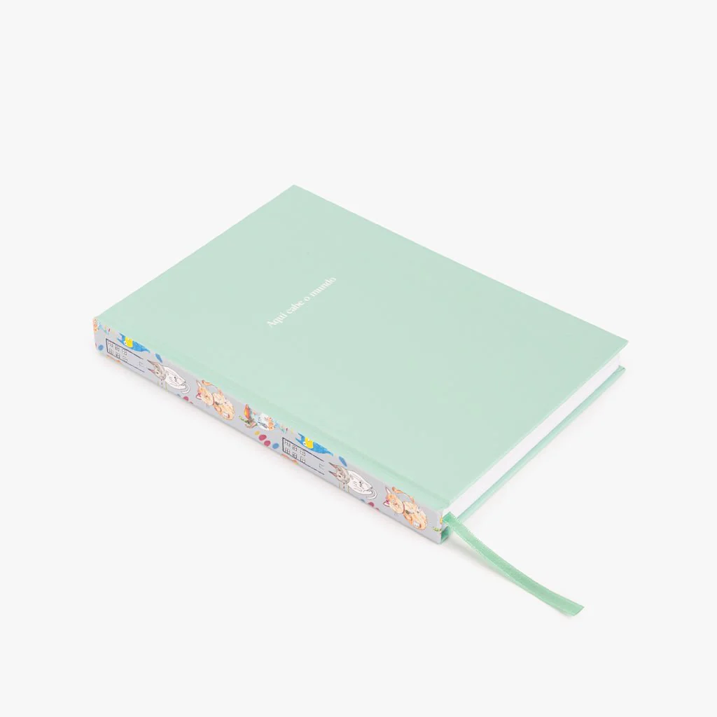Caderno Journal Verde Capa Dura A5 AQUI CABE O MUNDO