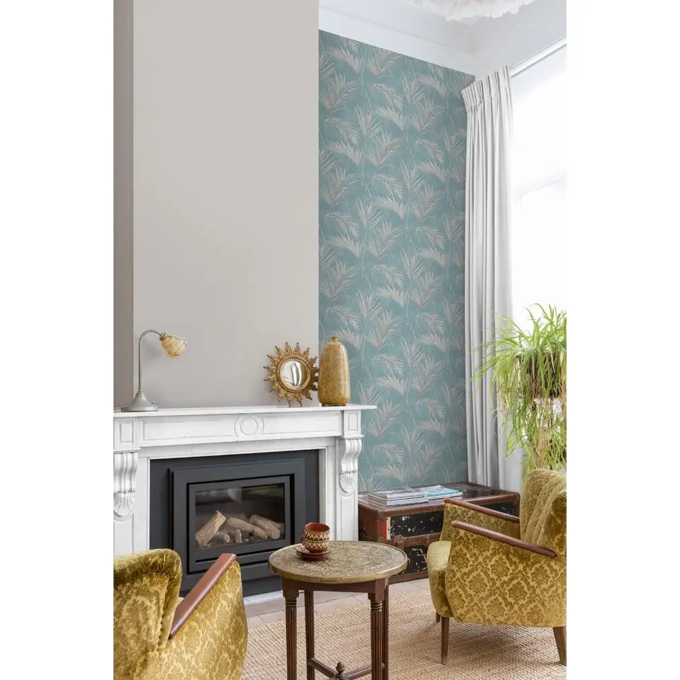 Dutch Wallcoverings - Myriad Palm Springs blauw/grijs - 0,53x10,05m