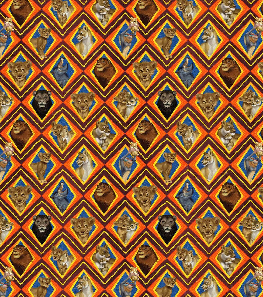 Disney Lion King Cotton Fabric Movie Mosaic