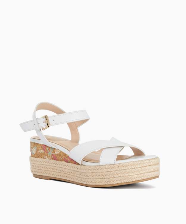 Kalmias White - Raffia Flatform Wedge