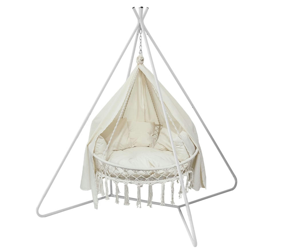 ACAPULCO - Fauteuil de jardin suspendu 2 places en acier beige