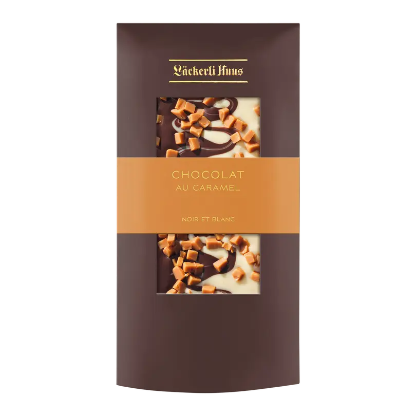 Basler Läckerli Chocolat au caramel noir et blanc