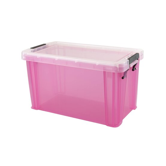 Whitefurze Allstore 2.6 Litre Transparent Pink Storage Box