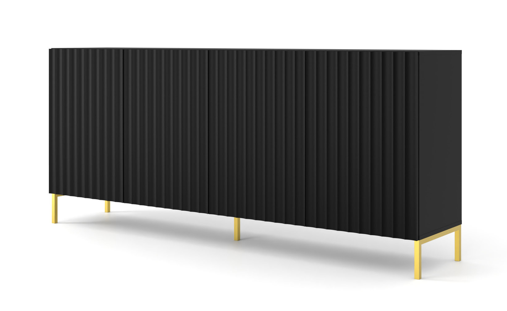 Komoda WAVE 200 cm 4D frez czarny mat