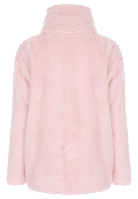 Womens Pink Zip Neck Fleece Top