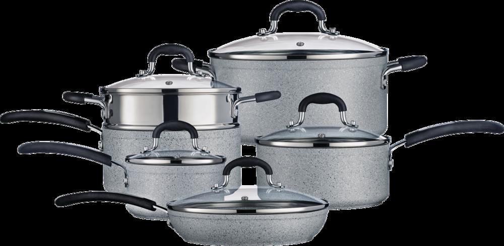MASTER Chef Granite Coated Cookware Set, Non-Stick, Dishwasher & Oven Safe, 11-pc