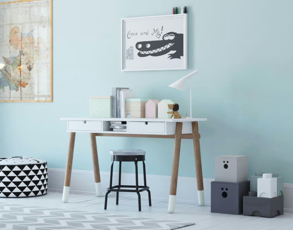 PILOTI - Bureau enfant  blanc   effet bois    55x120