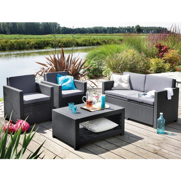 Loungeset »Monaco«, 4 Sitzplätze, Kunststoff, inkl. Auflagen