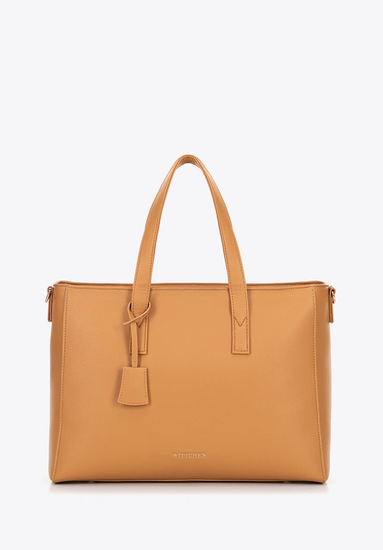 Damska torba na laptopa 16" z imitacji skóry camel