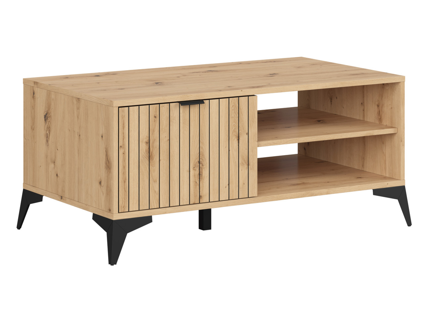 Ława Lamea 110 cm z szufladą i półkami dąb artisan